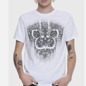 Black Veil Brides White T-Shirt Black Winged Skull Logo Men's XL BVB Army